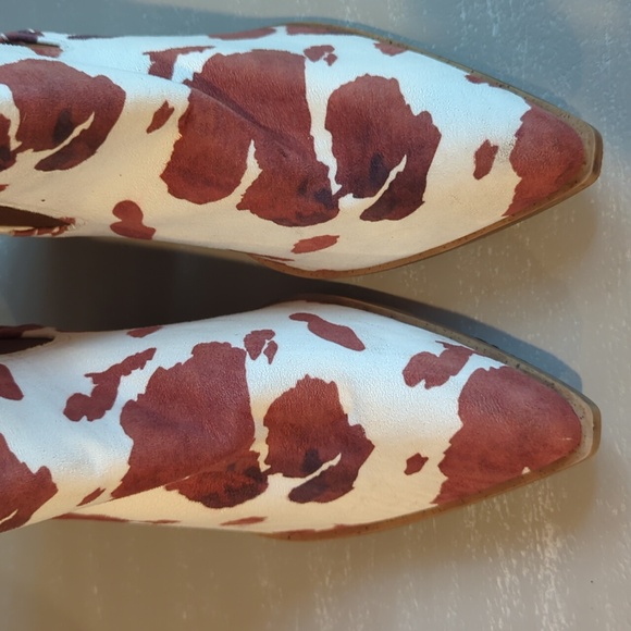 Barn Babe Cow Print Ankle Boots Brown White Block Heel size 10 - Picture 4 of 10